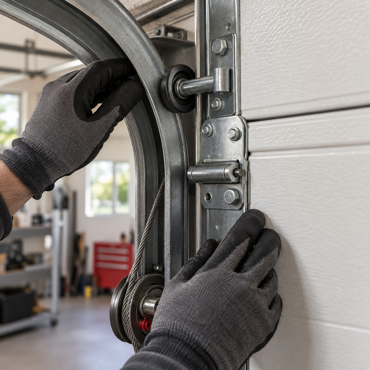 Garage door hardware detail